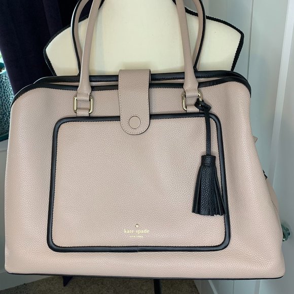 Leather Kate Spade Handbag Pink with Black Trim - Picture 12 of 13